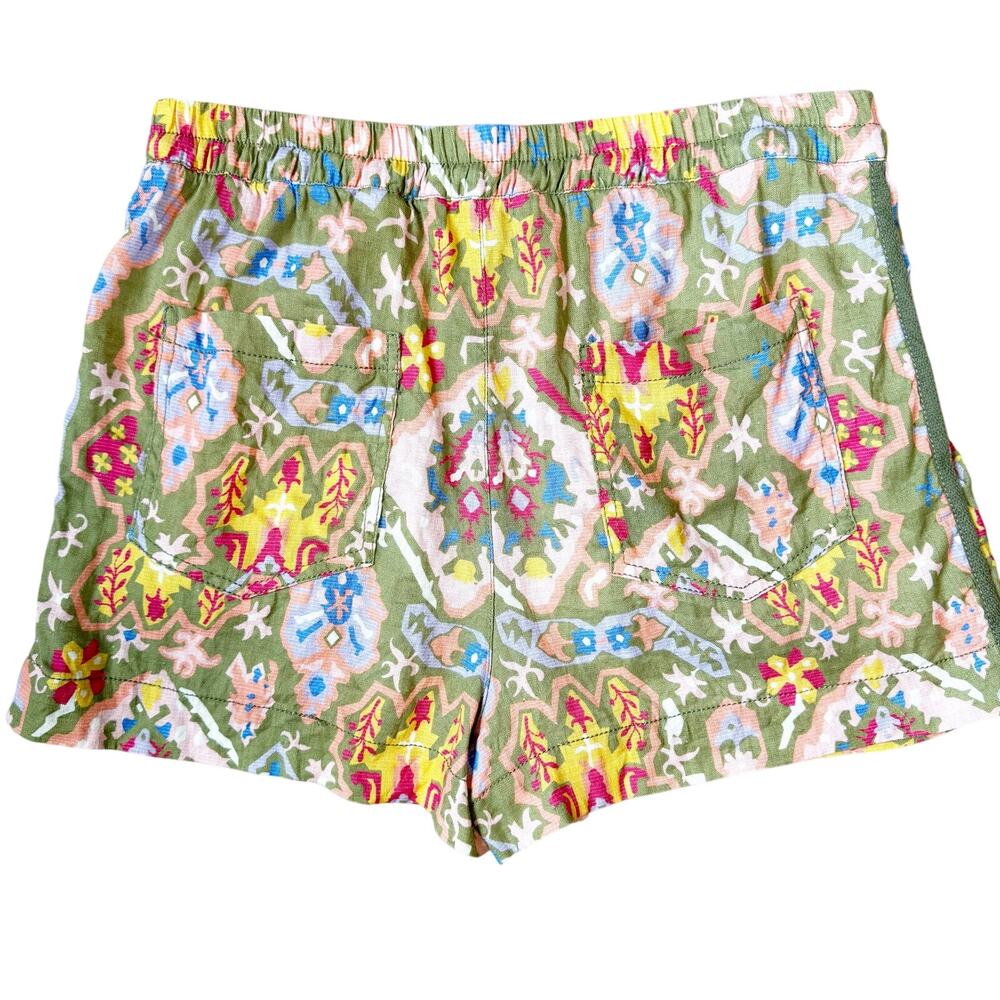 Zara Colorful Linen Blend Abstract Print Shorts - Size Large - Picture 2 of 4
